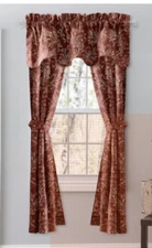 Ellis Curtain Lexington Leaf Room Darkening Tailored Curtains in Brick 