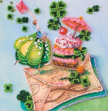 Bead Embroidery Kit "Letter of happiness" size 5.9"x5.9" / 15.0x15.0 cm