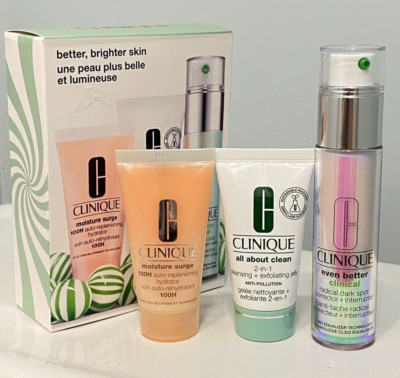 New in box 3 piece Clinique Even Better Dark Spot Corrector Brighter Skin Set