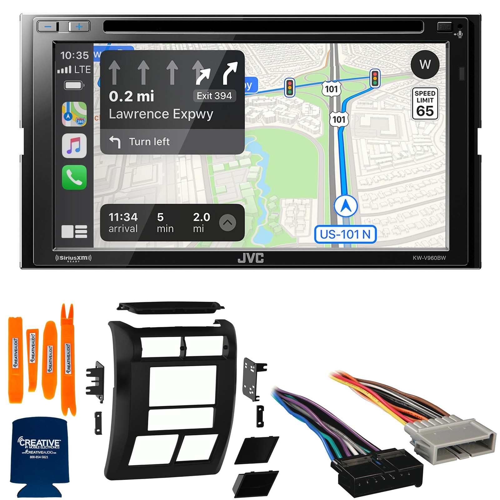 JVC KW-V960BW 6.8" Wireless CarPlay/Auto Receiver Bundle for