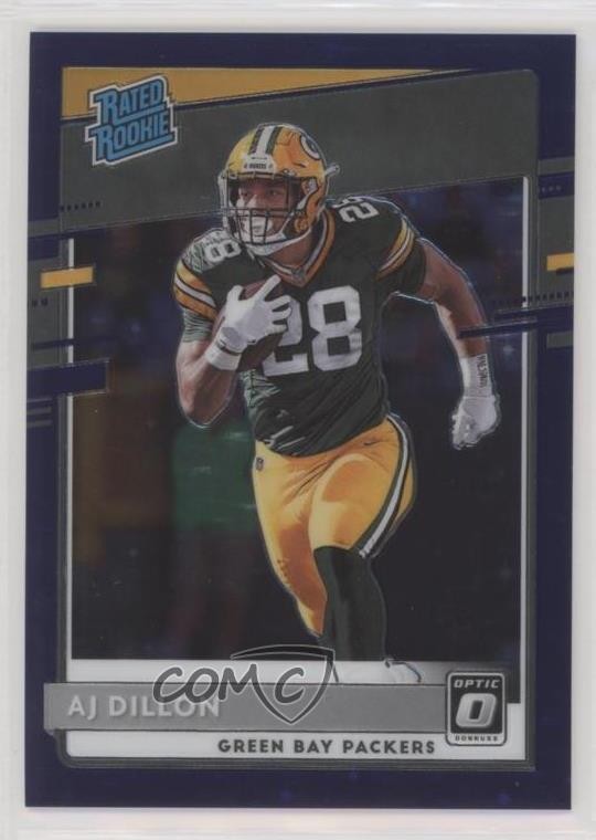 2020 Panini Donruss Optic Purple Stars Prizm 9/25 AJ Dillon #174 Rookie RC 0s9t