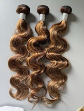 100 Virgin Human Hair Extensions 3 Bundle deal- 20  22  24 Body highlight P4/27