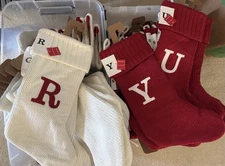 A-Z Letters Wondershop Embroidered Initial Monogram Knit Christmas Stocking