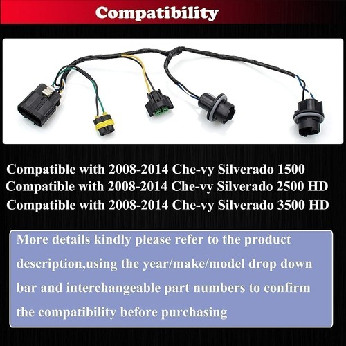 1PCS Headlight Wiring Harness FOR 2007-2013 Chevrolet Silverado 1500 HD 25962806 - Picture 6 of 12