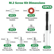 30 Pcs M.2 SSD Screws NVMe Standoff Kit for Asus MSI Gigabyte