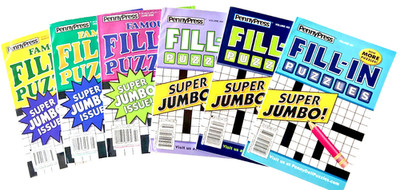 NEW Lot 6 Dell Penny Press Famous Original Fill In Super Jumbo Puzzle Books