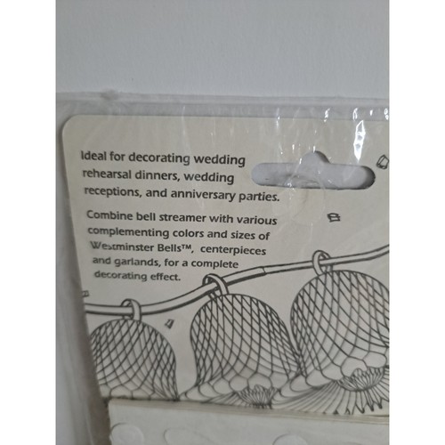 Beistle White 12-3" Art Tissue Bells 24" Ribbon Hanging Decoration 1998 - Picture 5 of 6