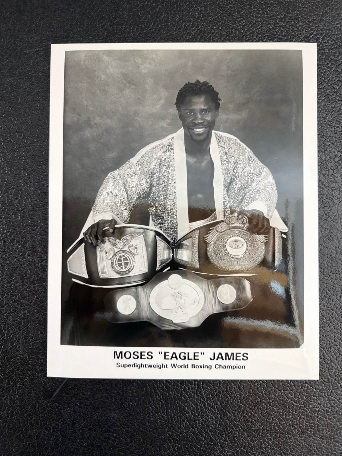 Moses Eagle James Boxing Champion Promo Photo Championship Belts 8x10