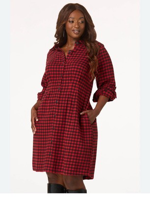 New Plus Size Red-Black/Plaid Dress   Preppy Style, Great for Fall/Winter 18W