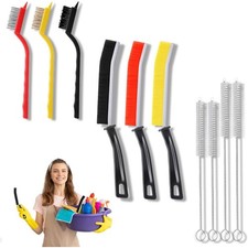 Crevice Cleaning Brush Set Hard Bristle Scrubber with Wire Brushes and Straw