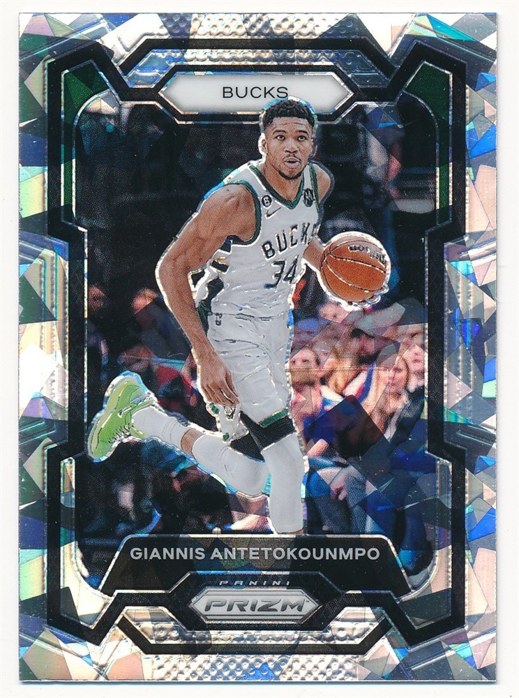 GIANNIS ANTETOUKOUNMPO 2023-24 PANINI PRIZM SILVER CRACKED ICE #103 BUCKS MINT