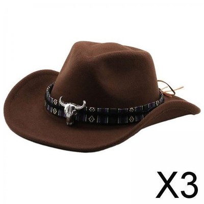 3x Western Cowboy Hut Cowgirl Hut Winter Cosplay warm leicht Sonnenhut Sonne