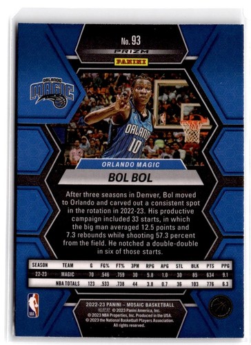 2022-23 Panini Mosaic Bol Bol #93 Silver Orlando Magic - Picture 2 of 2