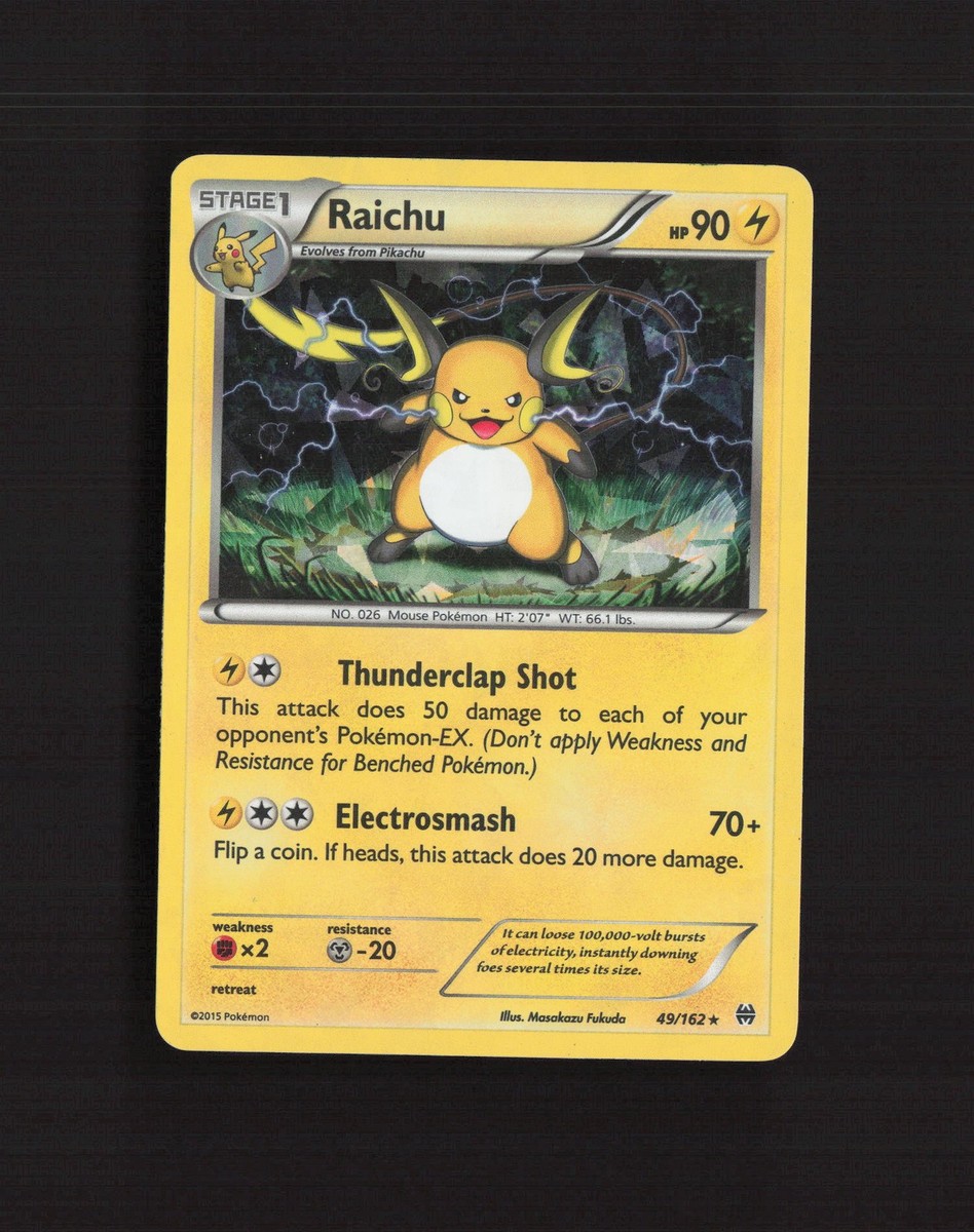 Raichu 49/162 BREAKthrough Cracked Ice Holo Rare Pokemon Card LP | eBay