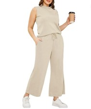 SAMPEEL Two Piece Sets For Women Casual Outfits Wide Led Crop Pants Lounge Sets