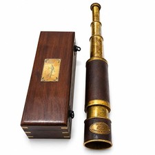 Antique Brass Leather Telescope Kelvin Hughes London 1917 Spyglass Vintage ...