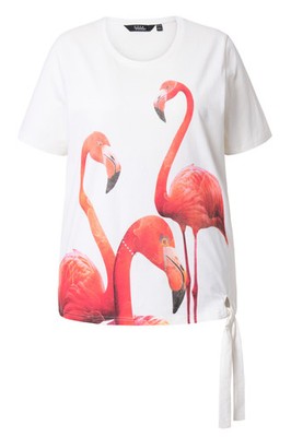 Ulla Popken Damen große Größen T Shirt Flamingo Ziersteine Rundhals
