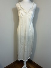 Vintage Lorraine Full Slip Dress Women's Nylon Lace White Size 36 Made In USA