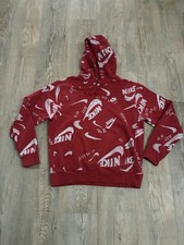 Nike Men's Just Do It - Pullover Hoodie- Size Tag Missing - Red/white