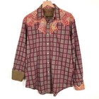 ROBERT GRAHAM Western Paisley Plaid Snap Shirt Men's L Cowboy 100% Cotton L/S