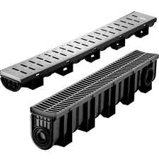Uimoso Driveway Trench Drain Channel Drain Kit Plastic/Metal Grate Multi-Size