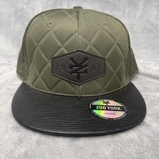 Zoo York Quilted Snapback Hat Olive Green Black 1993 Logo Adjustable Cap