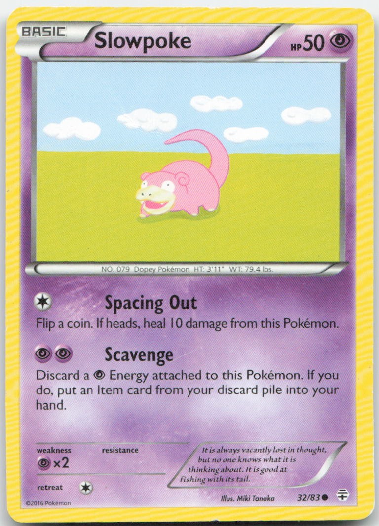 Slowpoke 32/83 Common Generations Pokemon Damaged