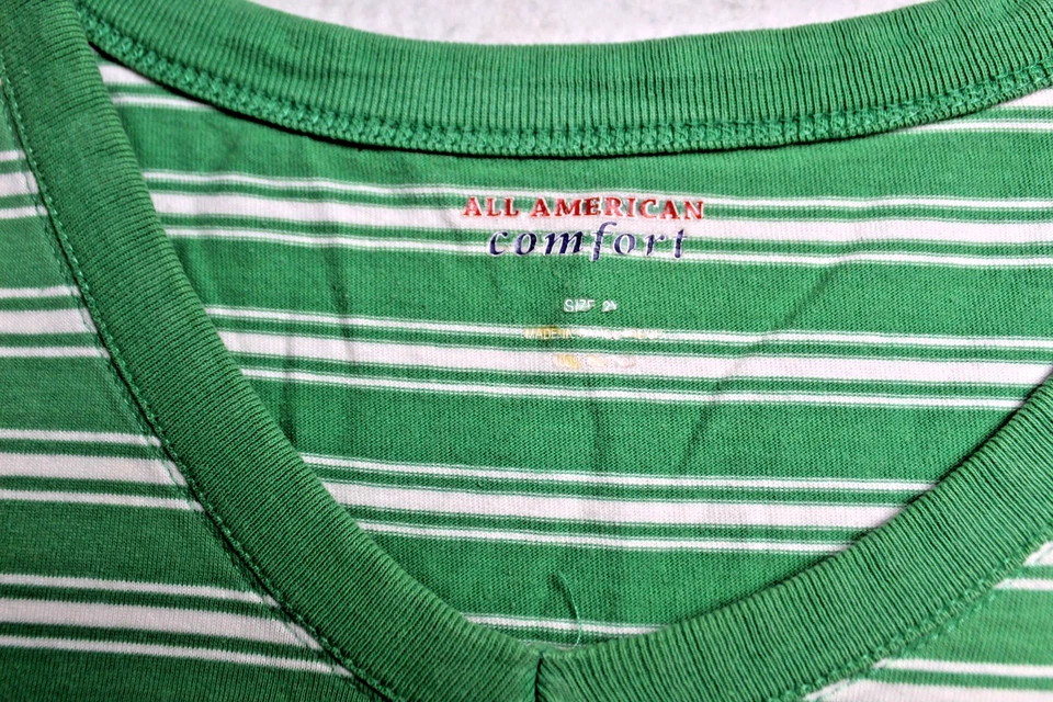 ALL AMERICAN футболка женщины размер 2 X светло-зеленый белая полоса короткий рукав - Изображение 3 из 4