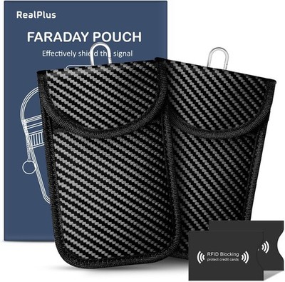 Schlanke Faraday Tasche für Autoschlüssel - 2er Pack mit RFID Abschirmung & Kartenhalter