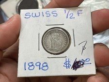 1898 Switzerland 1/2 Franc Silver Coin