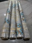 Vintage Foil Wallpaper  4 Rolls Blue Flowers 26” Wide Never Cut — photo 1