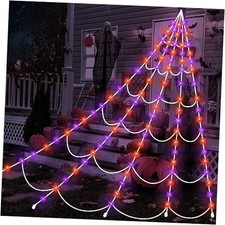Halloween Spider Web Lights 150 LED Lighted Purple  Orange 150 LED 16.4 Ft