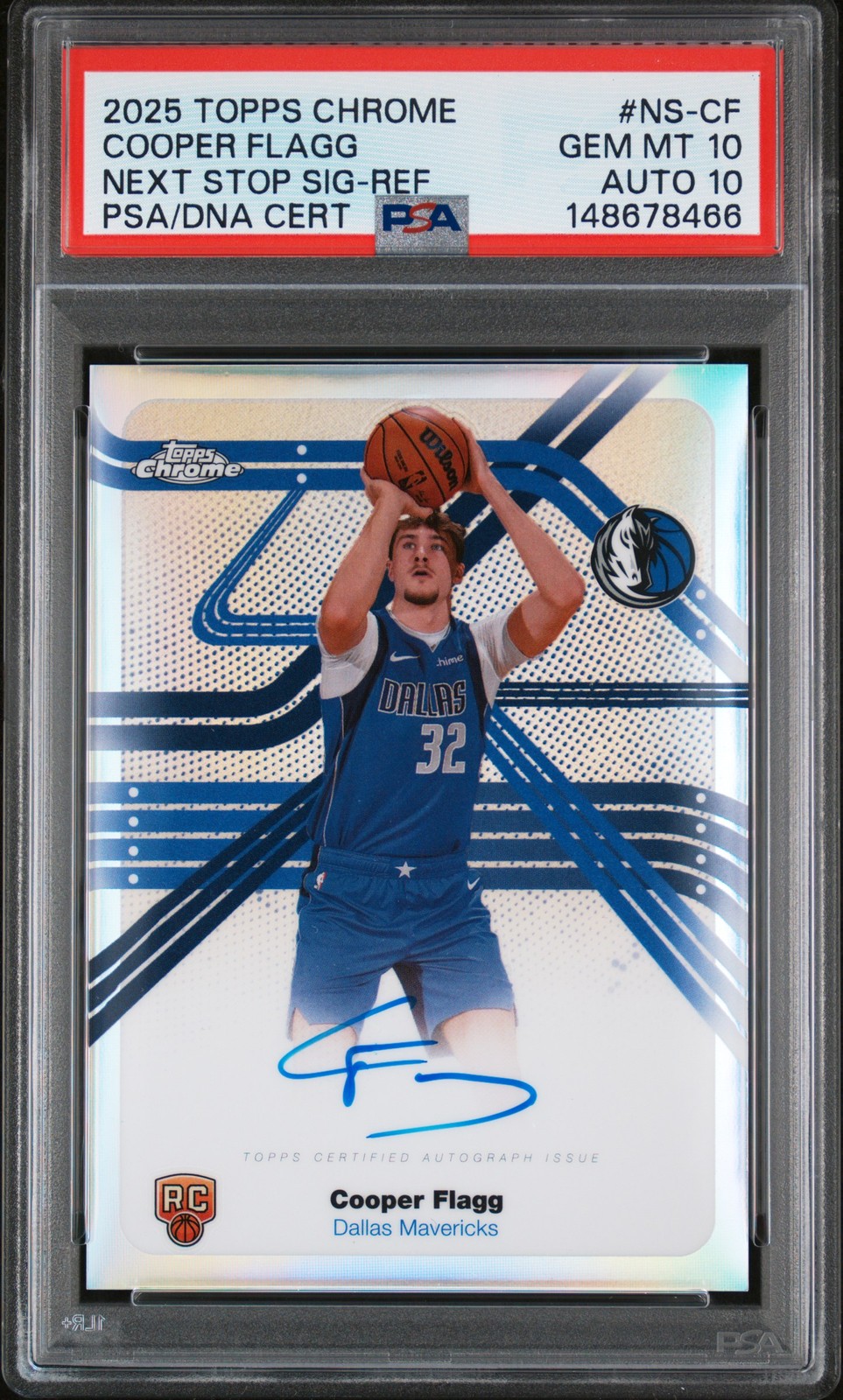 2025 TOPPS CHROME NEXT STOP SIGNATURES REFRACTOR COOPER FLAGG RC PSA 10 AUTO 10