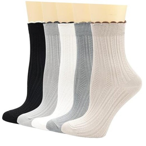 Women's Ankle Socks,Casual Cute Frilly Socks Breathable Cotton Ruffle Crew
