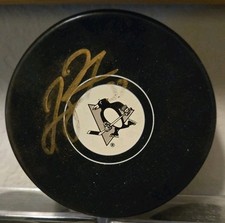 JEFF ZATKOFF Autographed Pittsburgh Penguins Logo Puck + Cube. Los Angeles Kings