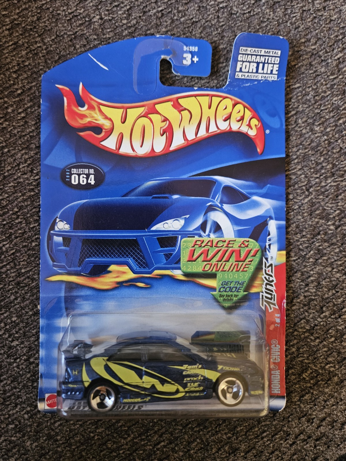Hot Wheels 2002 #064🔥Honda CIVIC Si Metalflake Blue