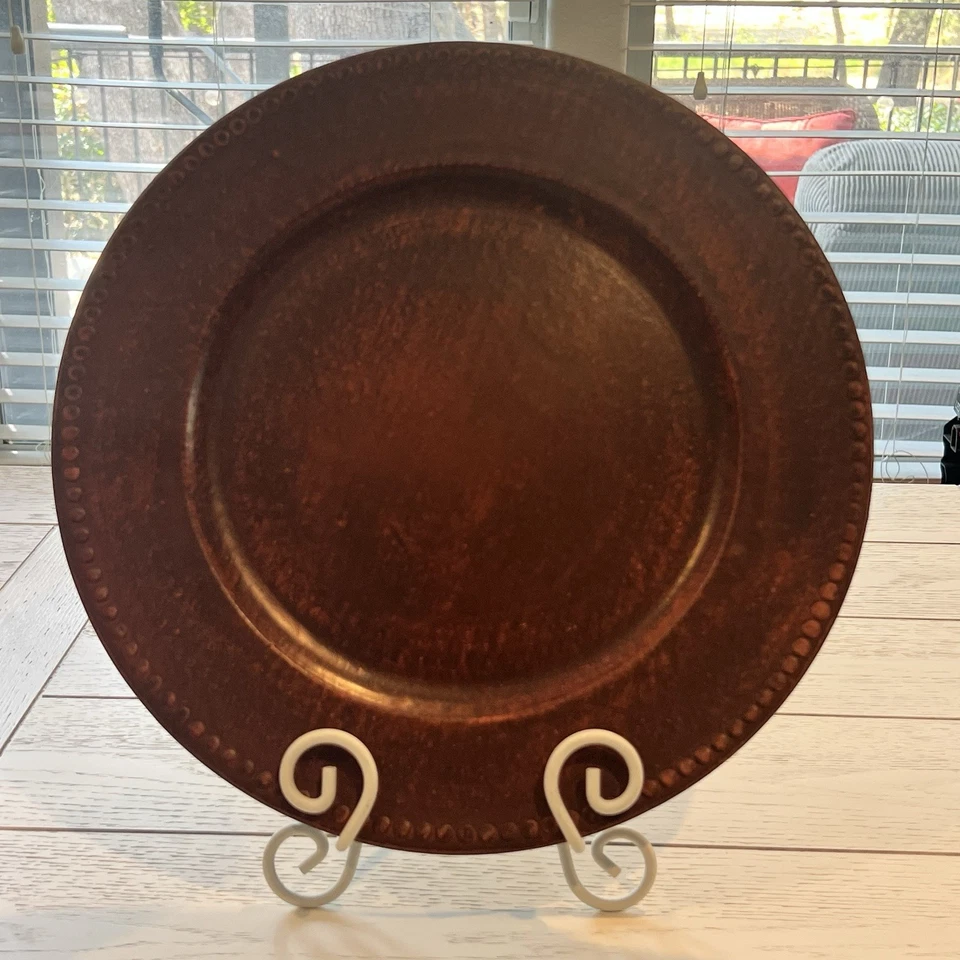 "Lote 6 placas de cargador Gibson Overseas de 13"" imitación cuero marrón cuentas adorno cena" Foto 3 de 4