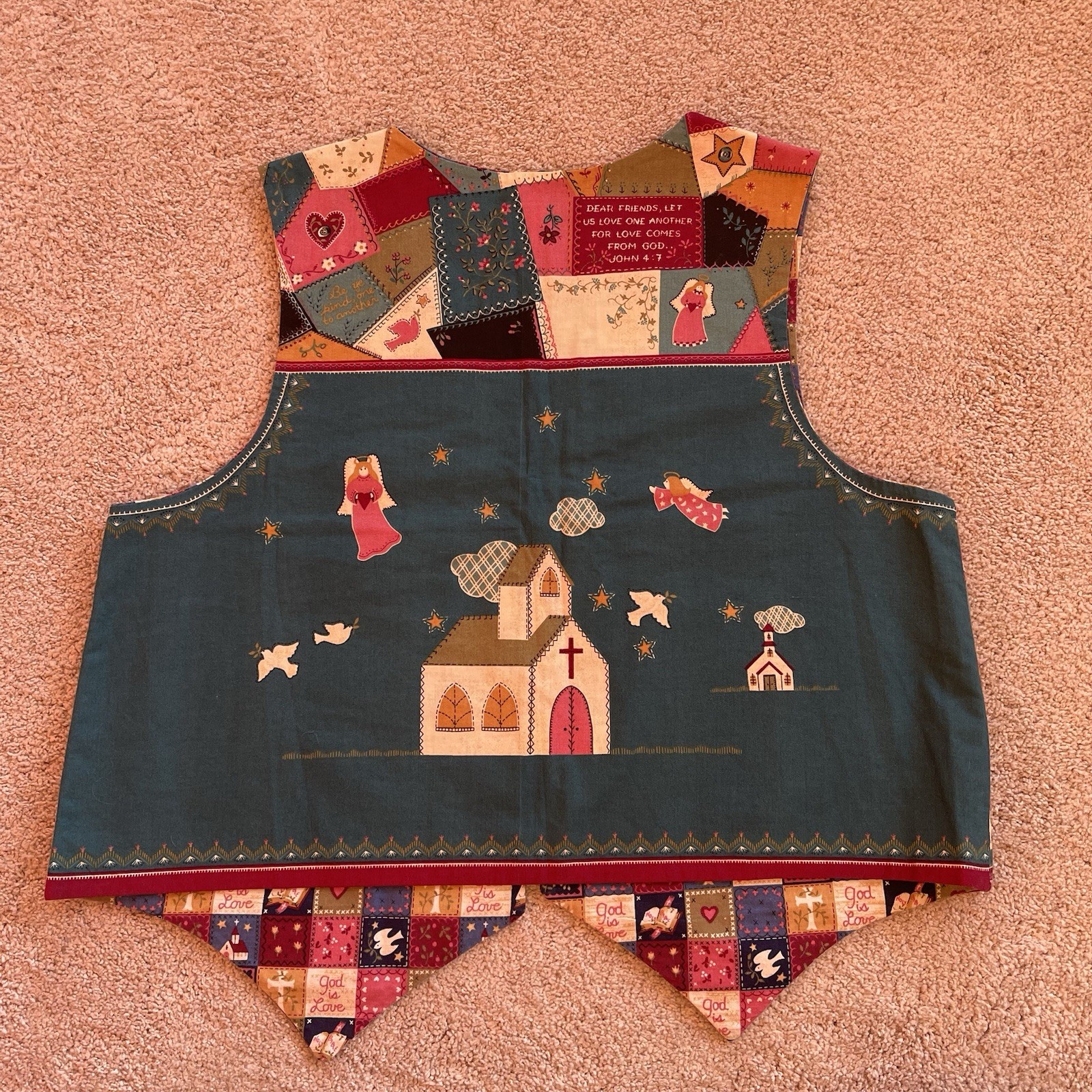 Handmade Reversible Christian Patchwork Vest Ange… - image 10