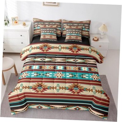  Bohemian Aztec Bed in a Bag Boho Exotic 7 PCS Comforter Set with Twin Multi 01
