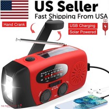 30000mAh Emergency Wind Up Dynamo Solar Hand Crank Radio FM/AM Power Bank Torch