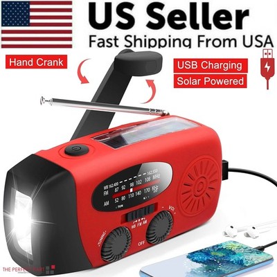 30000mAh Emergency Wind Up Dynamo Solar Hand Crank Radio FM/AM Power Bank Torch