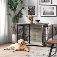 Dog Crate Furniture End Table Indoor w/ Lockable Door for Large Dogs