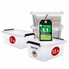 Aufbewahrungsbox mit Deckel 4er Set Kunststoffbox Stapelbox Lagerbox Regalbox