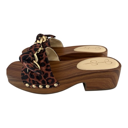 Leopard clogs platform sandal slip on chain detail Size 8.5 - Picture 6 of 13
