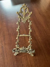 Antique Brass Ornate Folding Easel Stand Art & Photo Display Victorian Style 10”