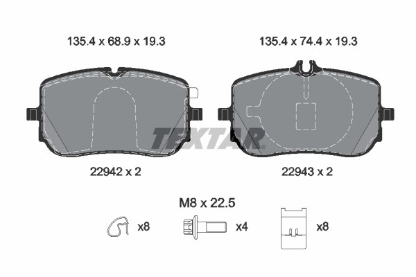 Kit plaquettes de frein Textar 2294201 système frein à disque Mercedes