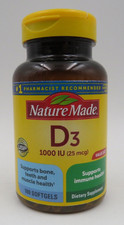 Nature Made Vitamin D3 1000 IU 180 Softgels Bone Immune Muscle 180 Ct 05/2028
