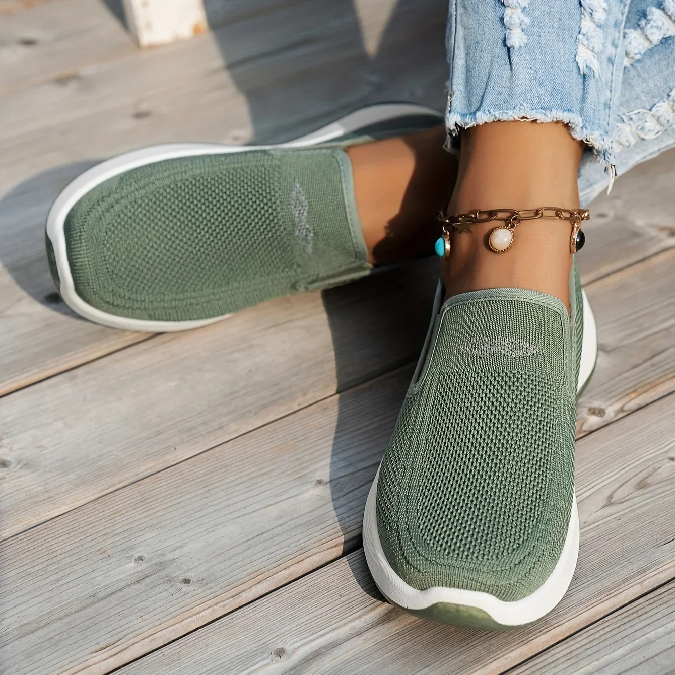 Women Slip On Walking Shoes Breathable Mesh Sneakers Lightweight Comfort