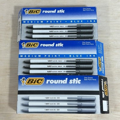 Lot of 3 Boxes of 12 Bic HOUSE OF REPRESENTATIVES Round Stic BLUE Open Box 91 92
