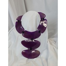 Monies Purple Horn Link Statement Necklace